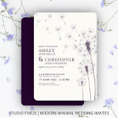 Invitation Mariage simple moderne foncé violet Dandelion