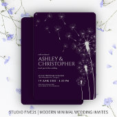 Invitation Mariage simple moderne foncé violet Dandelion