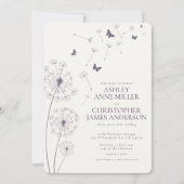 Invitation Mariage simple moderne foncé violet Dandelion (Devant)