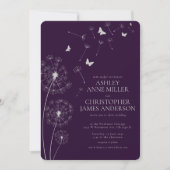 Invitation Mariage simple moderne foncé violet Dandelion (Devant)