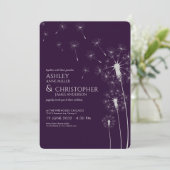 Invitation Mariage simple moderne foncé violet Dandelion (Debout devant)