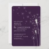 Invitation Mariage simple moderne foncé violet Dandelion (Devant)