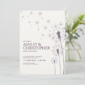 Invitation Mariage simple moderne foncé violet Dandelion (Debout devant)