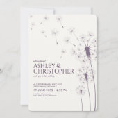 Invitation Mariage simple moderne foncé violet Dandelion (Devant)