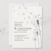 Invitation Mariage simple moderne foncé violet Dandelion (Devant)