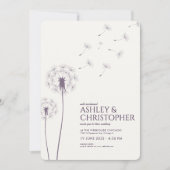 Invitation Mariage simple moderne foncé violet Dandelion (Devant)