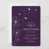 Invitation Mariage simple moderne foncé violet Dandelion (Devant)
