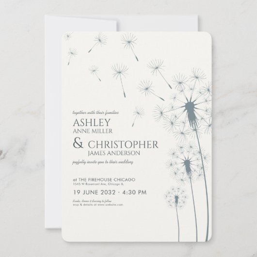 Invitation Mariage simple moderne gris ardoise (Devant)