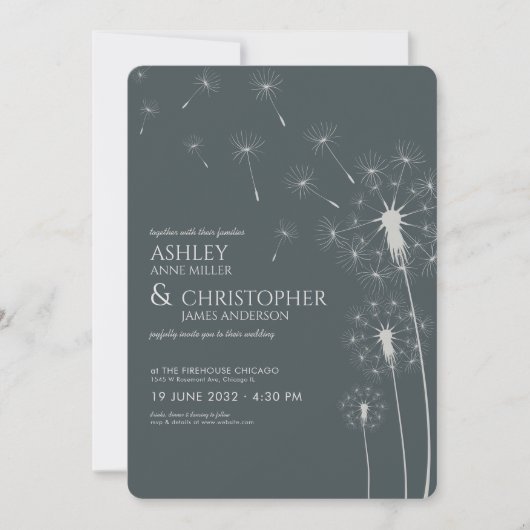 Invitation Mariage simple moderne gris ardoise (Devant)