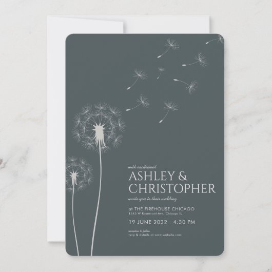 Invitation Mariage simple moderne gris ardoise (Devant)