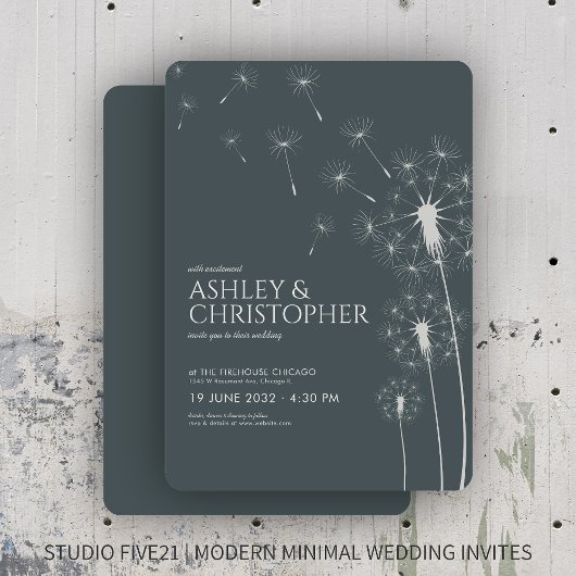 Invitation Mariage simple moderne gris ardoise