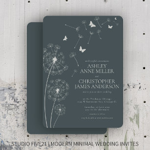 Invitation Mariage simple moderne gris ardoise