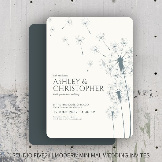 Invitation Mariage simple moderne gris ardoise