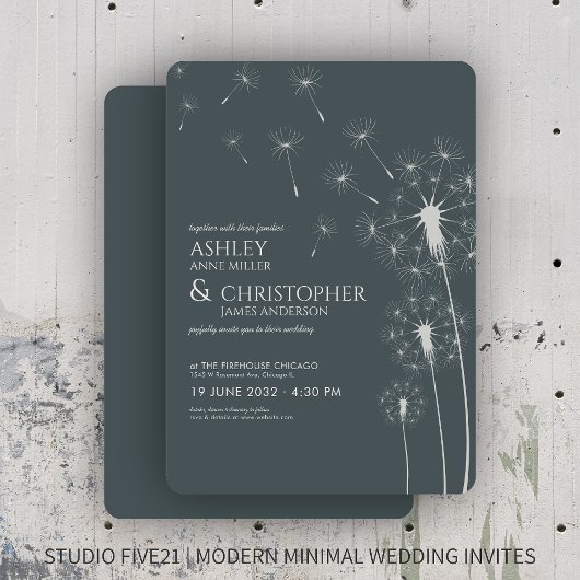 Invitation Mariage simple moderne gris ardoise
