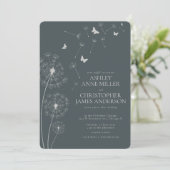 Invitation Mariage simple moderne gris ardoise (Debout devant)