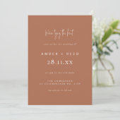 Invitation Mariage simple Moderne Mini Script Cuivre (Debout devant)