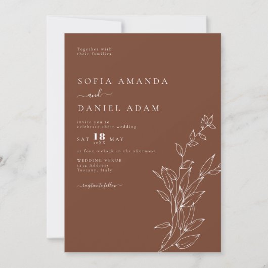 Invitation Mariage simple moderne minimaliste (Devant)