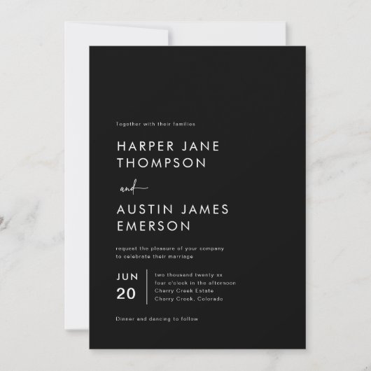 Invitation Mariage Simple Moderne Minimaliste (Devant)