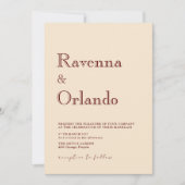 Invitation Mariage Simple Moderne Minimaliste Champagne (Devant)
