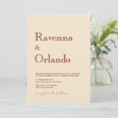 Invitation Mariage Simple Moderne Minimaliste Champagne (Debout devant)