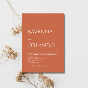 Invitation Mariage simple moderne minimaliste en terre cuite