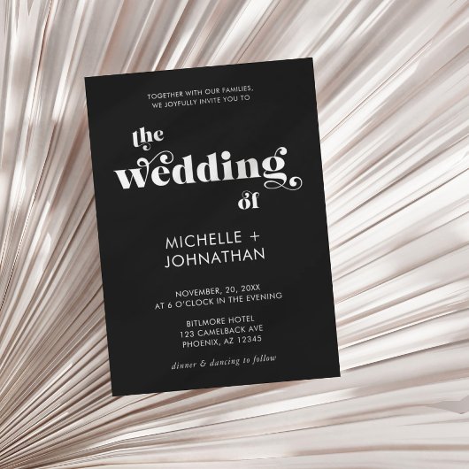 Invitation Mariage simple moderne minimaliste noir et blanc