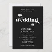 Invitation Mariage simple moderne minimaliste noir et blanc (Devant)