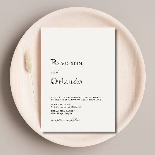 Invitation Mariage simple moderne minimaliste perle