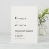 Invitation Mariage simple moderne minimaliste perle (Debout devant)
