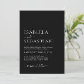 Invitation Mariage Simple Moderne Noir (Debout devant)