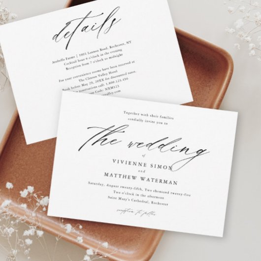 Invitation Mariage simple moderne noir et blanc