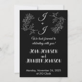 Invitation Mariage simple moderne noir et blanc élégant (Devant)