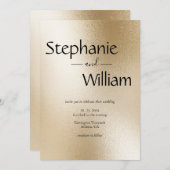 Invitation Mariage simple moderne Silver Metallic (Devant / Derrière)