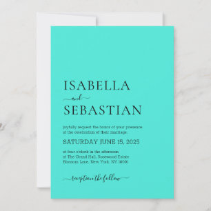 Invitation Mariage Simple Moderne Turquoise