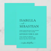 Invitation Mariage Simple Moderne Turquoise (Devant / Derrière)