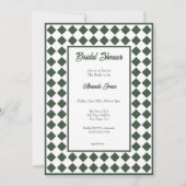 Invitation Mariage simple moderne vert foncé à carreaux (Devant)