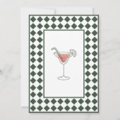 Invitation Mariage simple moderne vert foncé à carreaux (Dos)