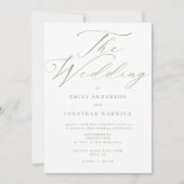 Invitation Mariage simple moderne vert sauge et blanc (Devant)