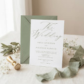 Invitation Mariage simple moderne vert sauge et blanc