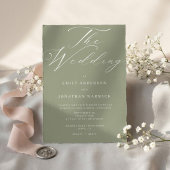 Invitation Mariage simple moderne vert sauge et blanc
