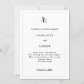 Invitation Mariage simple monogramme moderne noir blanc (Devant)