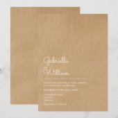 Invitation Mariage Simple Naturel Kraft écriture Rustique (Devant / Derrière)
