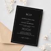 Invitation Mariage simple noir blanc Carré frontière