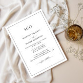 Invitation Mariage simple noir blanc Carré frontière