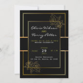 Invitation Mariage simple noir, blanc et or (Devant)