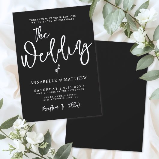 Invitation Mariage Simple Noir Blanc Moderne