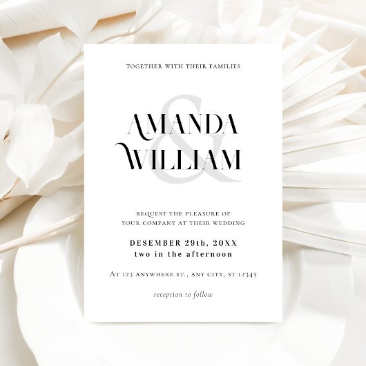 Invitation Mariage simple noir et blanc