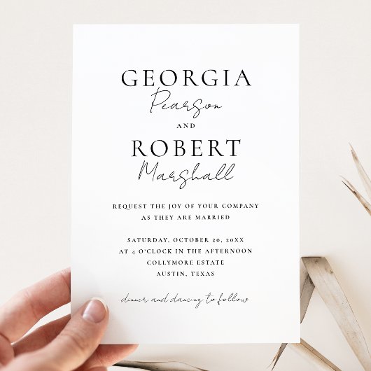 Invitation Mariage simple noir et blanc