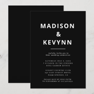 Invitation Mariage simple noir et blanc