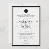 Invitation Mariage simple noir et blanc élégant (Devant)